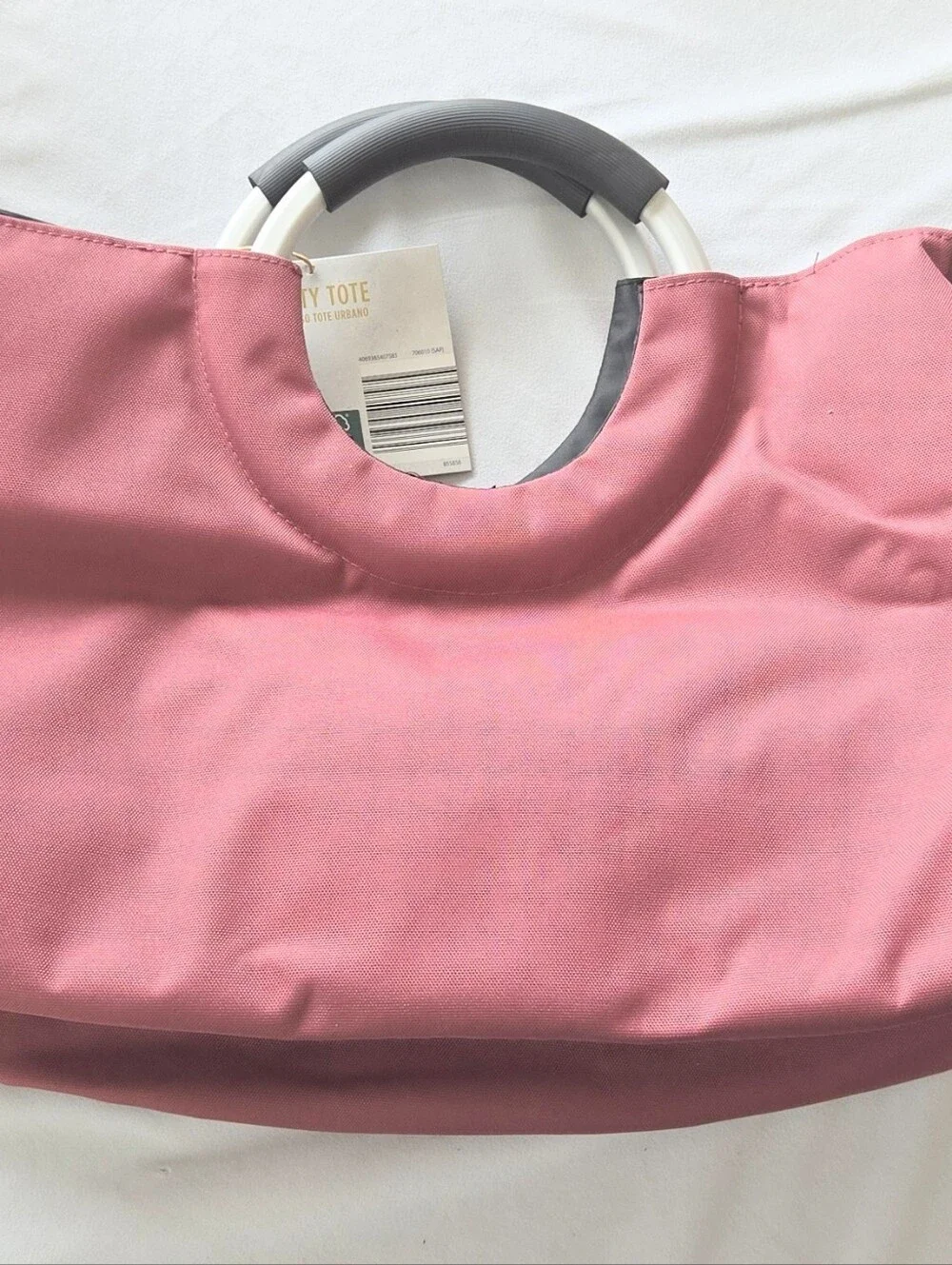CITY TOTE Mauve Shopper Tote Bag Dual Handle Soft Grip Side Pocket 17x9x2
